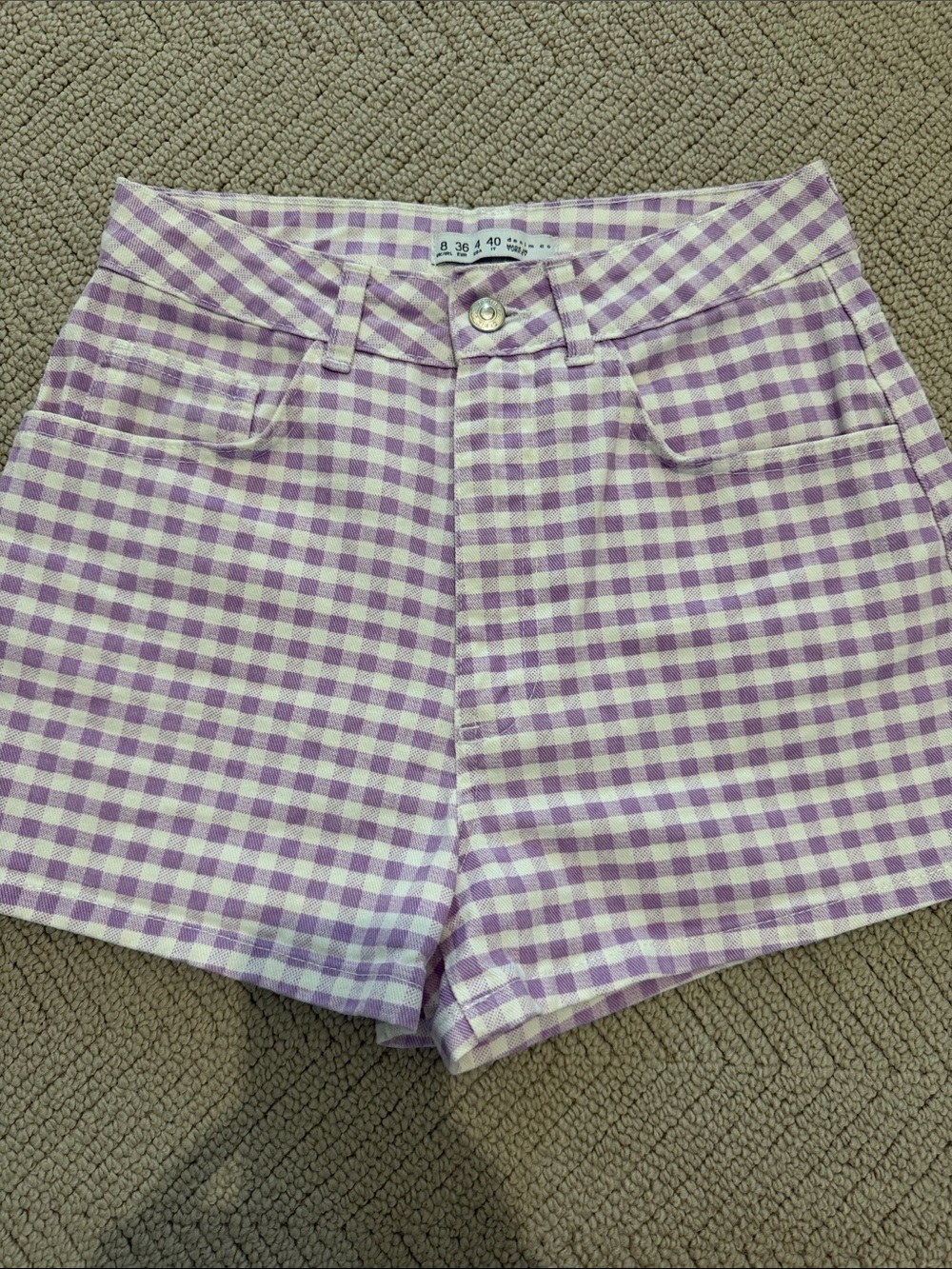 Purple Gingham Women’s High-Rise Shorts